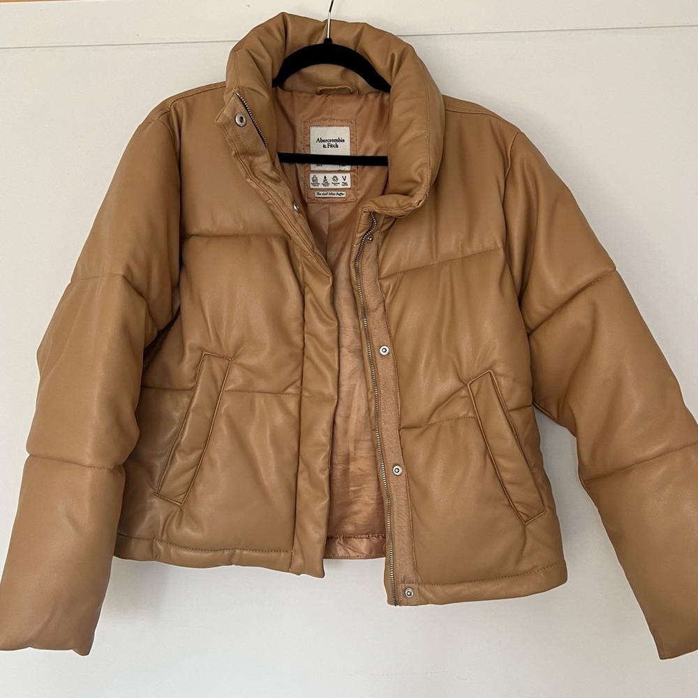 A&F Vegan Leather Mini Puffer Jacket